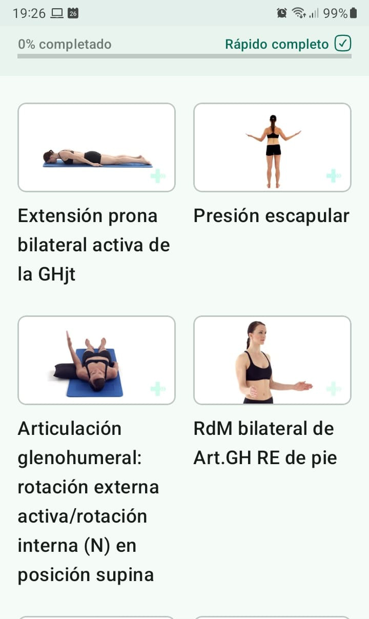 Programa de ejercicios en línea Síndrome subacromial